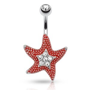 Piercing Banane - Silber - Seestern - Rot