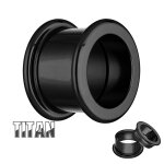 Titan Flesh Tunnel - Innengewinde - EXTRA LANG - Schwarz 8 mm