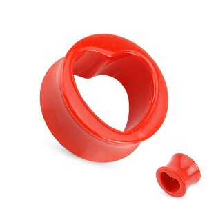 Flesh Tunnel - Kunststoff - Herz - Rot 12 mm