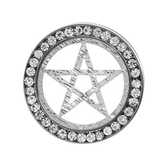 Flesh Tunnel - Stahl - Silber - Kristalle - Pentagramm