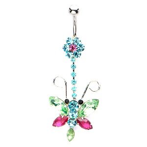 Bauchnabelpiercing - Kristall - Schmetterling - Bunt