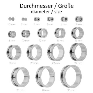 Flesh TUNNEL 4-25mm chirurgisch staal 316L roestvrij staal piercing