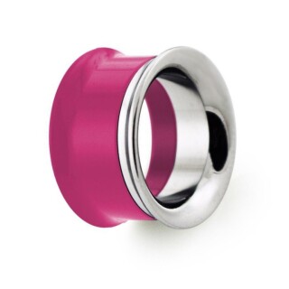 Flesh Tunnel - Kunststoff - Stahl - Pink 8 mm
