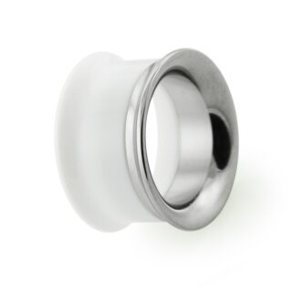 Flesh Tunnel - Kunststoff - Stahl - Weiß 16 mm