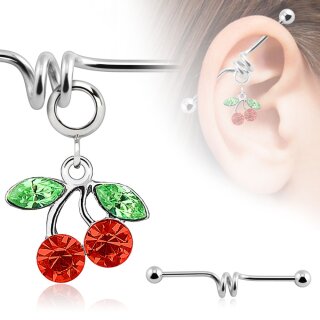 Piercing Stab - Industrial - Spirale - Anhänger - Kirschen