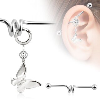 Piercing Stab - Industrial - Spirale - Anhänger - Schmetterling