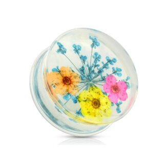 Silhouette Plug - Getrocknete Blumen - Blau 12 mm