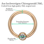 Piercing Klemmring - Rosegold - Kristall - Klar