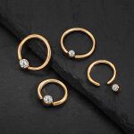 Piercing Klemmring - Rosegold - Kristall - Klar