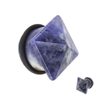 Ohr Plug - Sodalith - Blau - Pyramide 10 mm