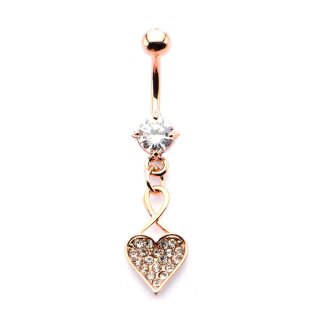 Piercing Banane - Rosegold - Herz - Kristalle