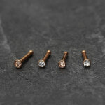 Nasenpiercing gerade - Rosegold - Kristall