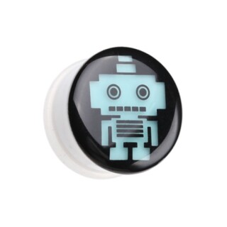 Picture Plug - Glow in the dark - Weiß - Roboter 8 mm