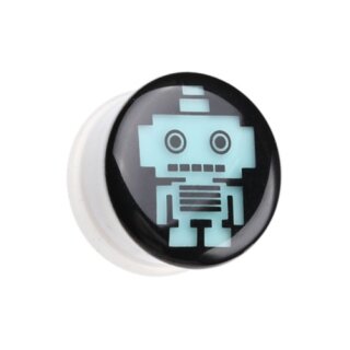 Picture Plug - Glow in the dark - Weiß - Roboter 10 mm