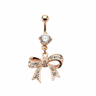 Piercing Banane - Rosegold - Schleife - Kristall