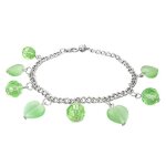 Armband - Silber - Perlen - Grün - Herzen