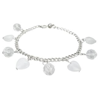 Armband - Silber - Perlen - Weiß - Herzen