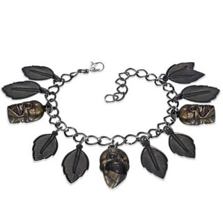 Armband - Bronze - Blätter - Totenkopf