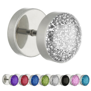 Piercing Fake Plug - Silber - Kristall - Glitter