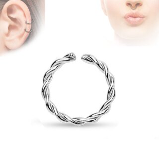 Piercing Ring - Continuous Ring - Silber - Gedreht [07.] - 1,6 x 10mm