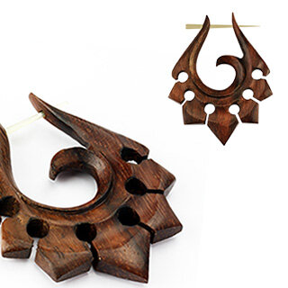 Holz Ohrringe - Braun - Ornament