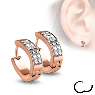 1 Paar Creolen Ohrringe mit 8 Kristallen Stahl Damen Geschenk 