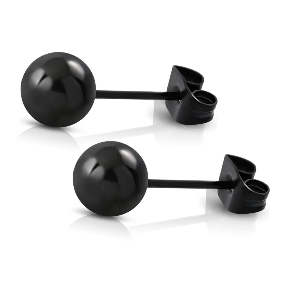 Edelstahl Ohrhaken Ohrringe Kugel mit Emaille in schwarz 