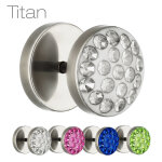 Piercing Fake Plug - Silber - Titan - Schutzschicht - Kristall