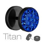 Piercing Fake Plug - Schwarz - Titan - Schutzschicht - Kristall [3.] - blau