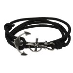 Anker Armband - 50cm lang - schwarz mit silber anker