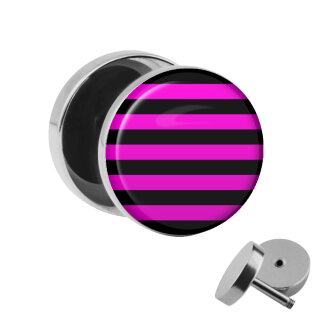Motiv Fake Plug - Streifen - Pink-Schwarz