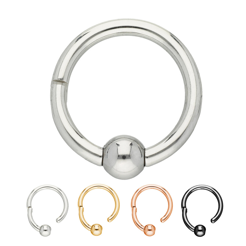 Clicker 1,2 mm mit 3 mm Steinkugel Piercing 316l Stahl Ring BCR 