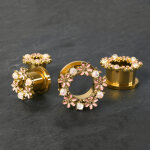 Flesh Tunnel - Stahl - Gold - Blumen