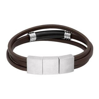 Armband - Leder - Magnetverschluss - 3 Reihen - Perlen