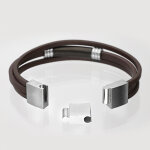 Armband - Leder - Magnetverschluss - 3 Reihen - Perlen