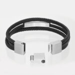 Armband - Leder - Magnetverschluss - 3 Reihen - Platte