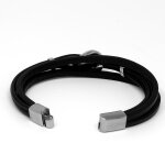 Armband - Leder - Magnetverschluss - 4 Reihen - Verziert