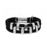 Armband - Stoff - 3 Reihen - Kristallspangen