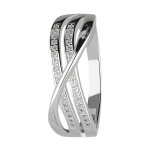 Ring - 925 Silber - 3 Reihen - Kristalle - Welle