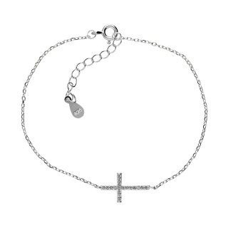 Armband - 925 Silber - Kreuz - Kristalle