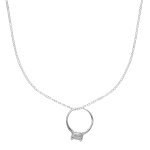 Kette - 925 Silber - Ring mit Kristall