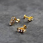 Piercing Labret - 3 Kristalle - Verzierung