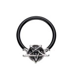 Piercing Klemmring - Stahl - Schwarz - Pentagramm