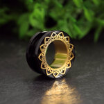 Flesh Tunnel - Stahl - Schwarz - Ornament - Gold