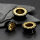 Flesh Tunnel - Stahl - Schwarz - Ornament - Gold