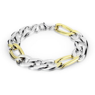 Armband - Figarokette - Silber-Gold