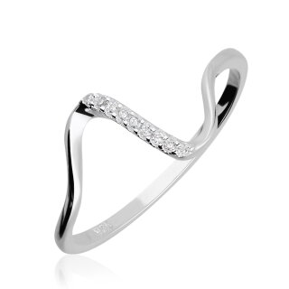 Ring - 925 Silber - Welle - Kristalle