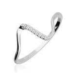 Ring - 925 Silber - Welle - Kristalle
