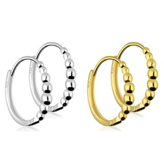 Creolen Ohrringe - 925 Silber - Kugeln