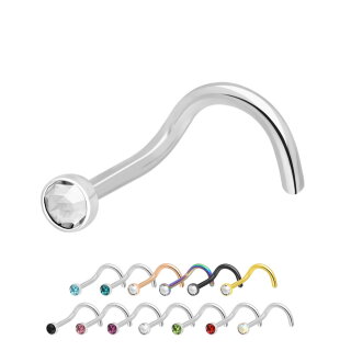 Nasenpiercing gebogen - Stahl - Kristall